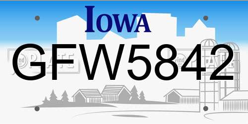 GFW5842 Iowa License Plate