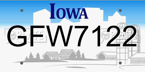 GFW7122 Iowa License Plate