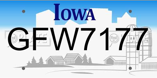 GFW7177 Iowa License Plate