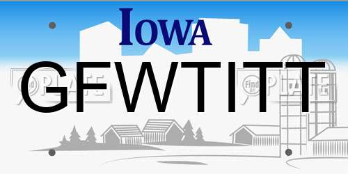 GFWTITT Iowa License Plate
