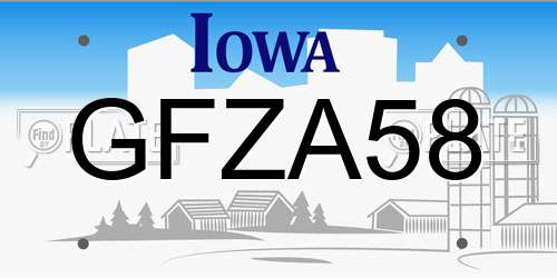 GFZA58 Iowa License Plate