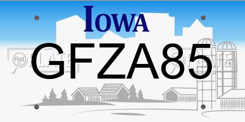 GFZA85 Iowa License Plate