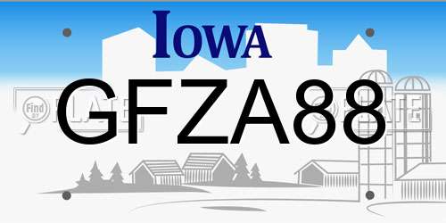 GFZA88 Iowa License Plate
