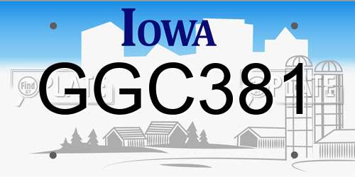 GGC381 Iowa License Plate