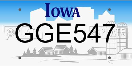 GGE547 Iowa License Plate