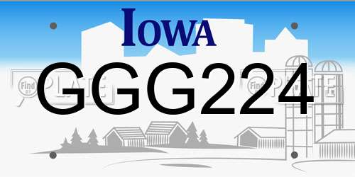 GGG224 Iowa License Plate