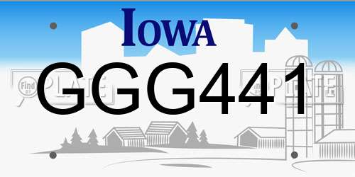 GGG441 Iowa License Plate