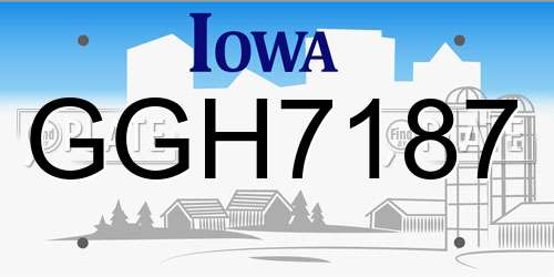 GGH7187 Iowa License Plate