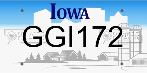 GGI172 Iowa License Plate