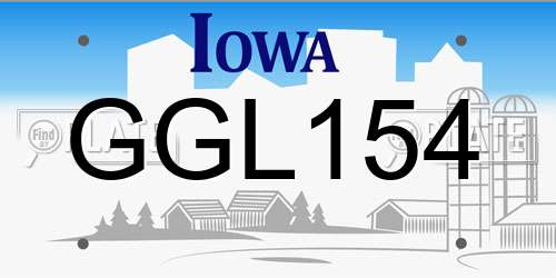 GGL154 Iowa License Plate