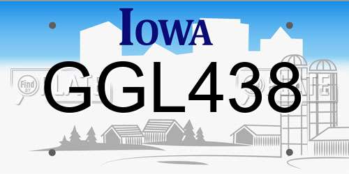 GGL438 Iowa License Plate