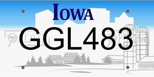 GGL483 Iowa License Plate