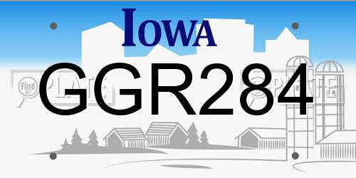 GGR284 Iowa License Plate