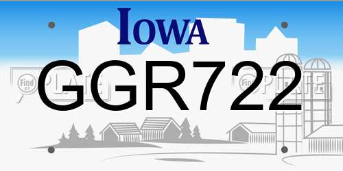 GGR722 Iowa License Plate