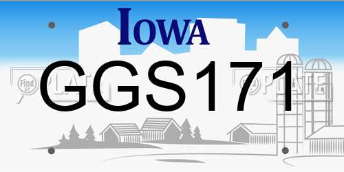 GGS171 Iowa License Plate