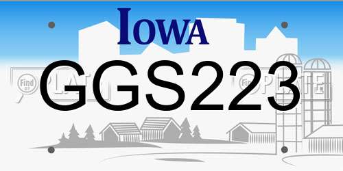 GGS223 Iowa License Plate