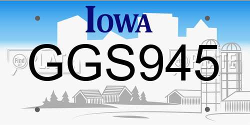 GGS945 Iowa License Plate