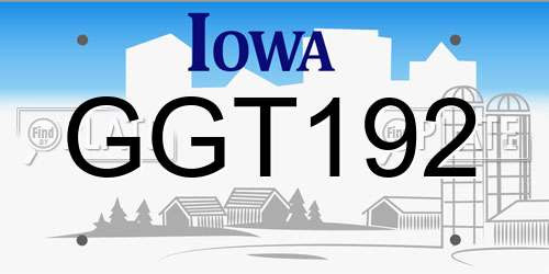 GGT192 Iowa License Plate