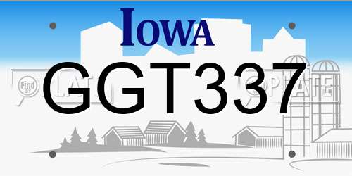 GGT337 Iowa License Plate