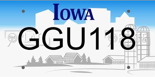 GGU118 Iowa License Plate