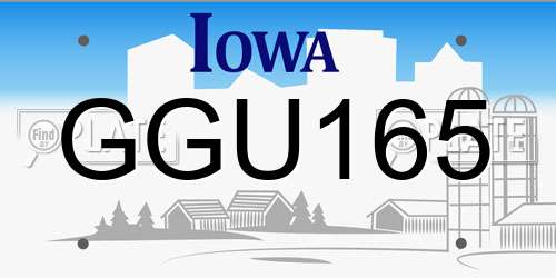 GGU165 Iowa License Plate