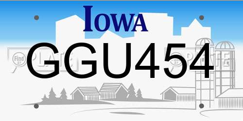 GGU454 Iowa License Plate