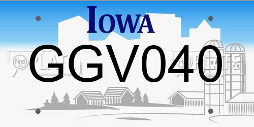 GGV040 Iowa License Plate
