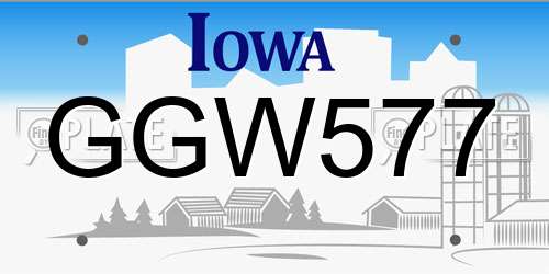 GGW577 Iowa License Plate