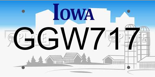 GGW717 Iowa License Plate