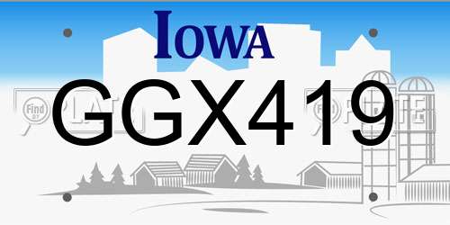 GGX419 Iowa License Plate