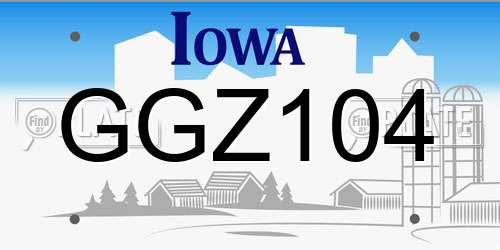 GGZ104 Iowa License Plate
