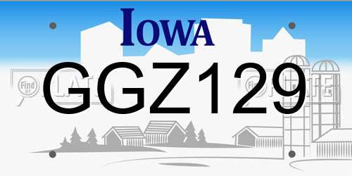 GGZ129 Iowa License Plate