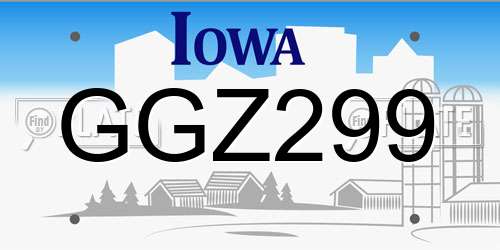 GGZ299 Iowa License Plate