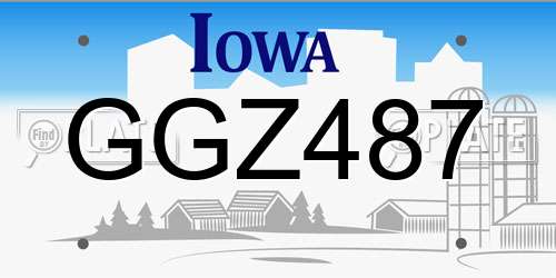 GGZ487 Iowa License Plate