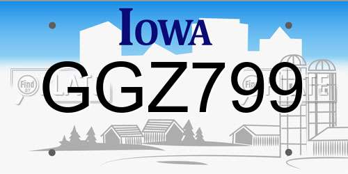 GGZ799 Iowa License Plate