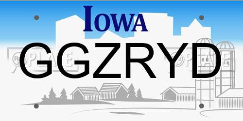 GGZRYD Iowa License Plate