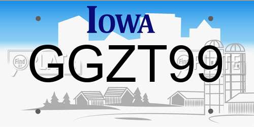 GGZT99 Iowa License Plate