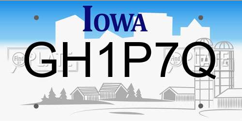GH1P7Q Iowa License Plate