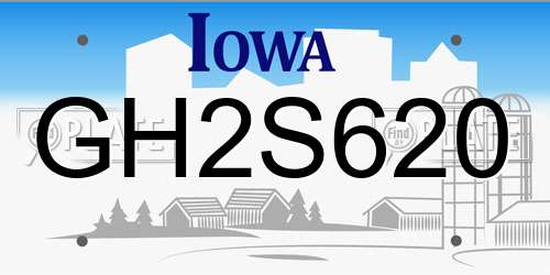 GH2S620 Iowa License Plate