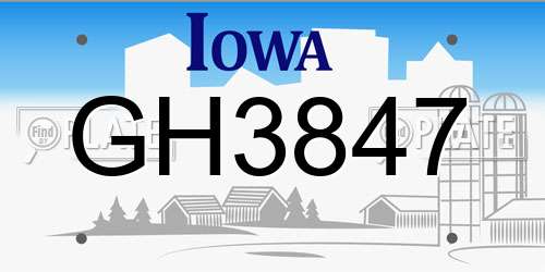 GH3847 Iowa License Plate
