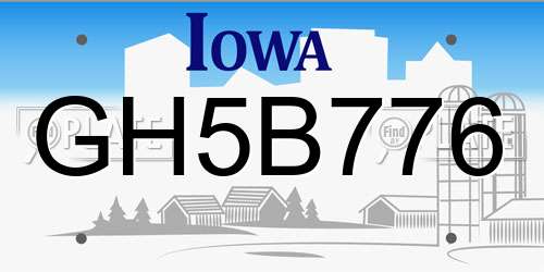 GH5B776 Iowa License Plate
