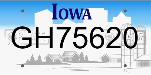 GH75620 Iowa License Plate