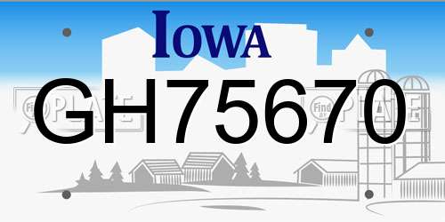 GH75670 Iowa License Plate