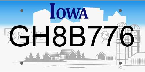 GH8B776 Iowa License Plate