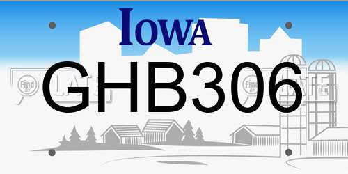 GHB306 Iowa License Plate