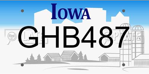 GHB487 Iowa License Plate
