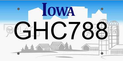 GHC788 Iowa License Plate