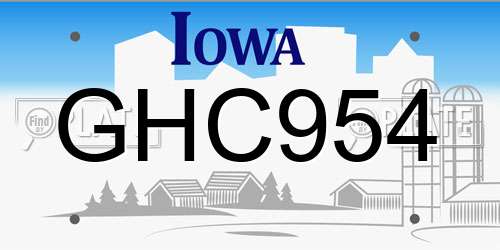 GHC954 Iowa License Plate