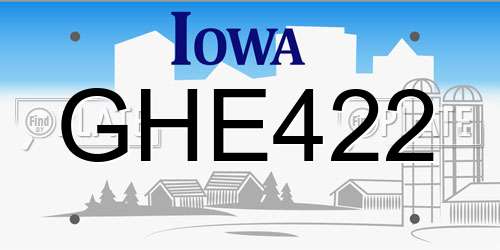 GHE422 Iowa License Plate