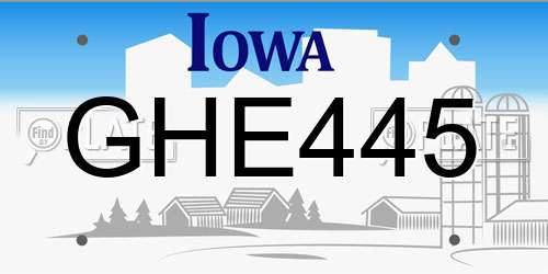 GHE445 Iowa License Plate